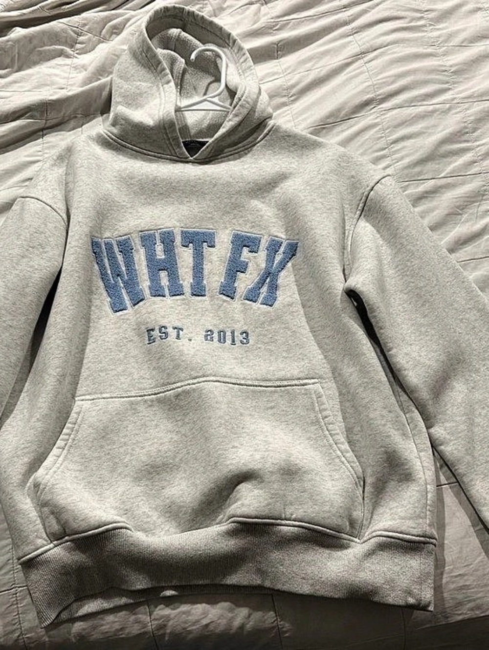 White Fox Graphic Pullover Hoodie in Gray S/M